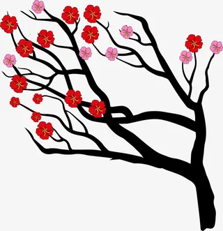 树枝上的梅花免抠