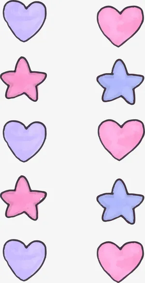 手绘爱心与五角星装饰免抠