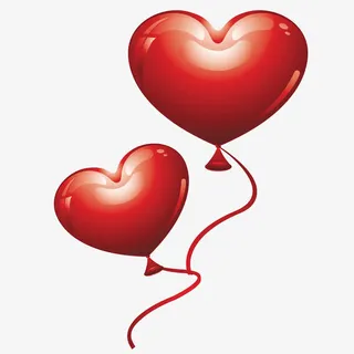 矢量红色质感心形气球免抠