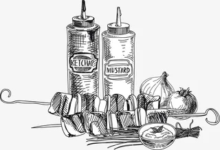 手绘素描美味烧烤免抠