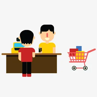 手绘超市购物付款素材免抠手绘/卡通卡通元素