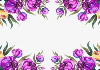 水彩清新北欧紫色花卉边框免抠
