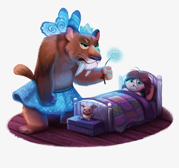 矢量小孩和老虎免抠