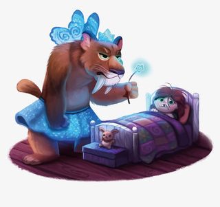 矢量小孩和老虎免抠