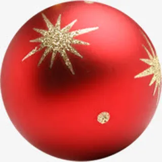 红色卡通雪花圆球免抠