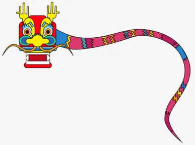 中国传统龙形卡通风筝免抠
