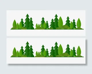 卡通手绘绿色森林免抠