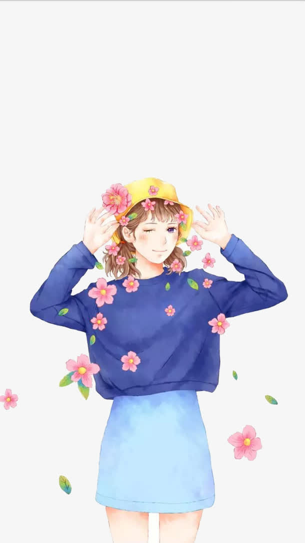 唯美手绘人物插画免抠
