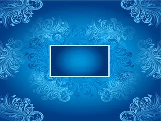 矢量蓝色欧式花纹底图高清