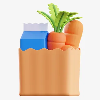 卡通商品购物袋免抠