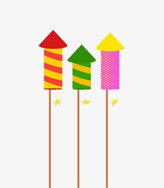 手绘多彩烟花箭头免抠