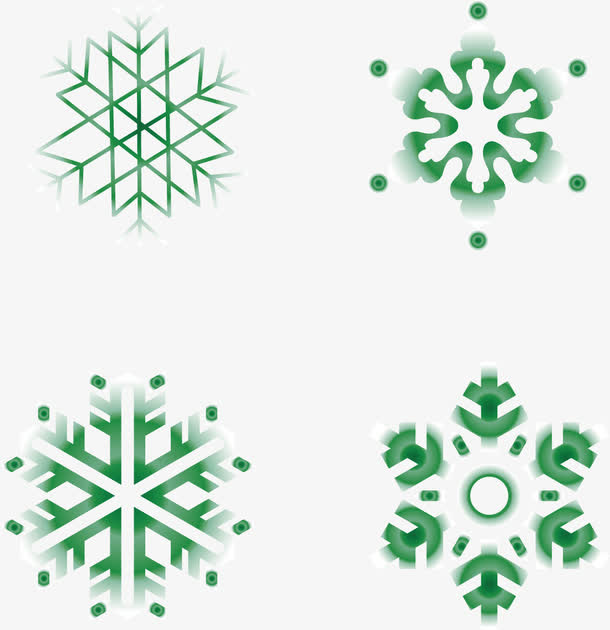 绿色雪花矢量漫天飞雪素材免抠