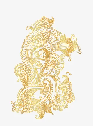 免抠金色春节花纹免抠