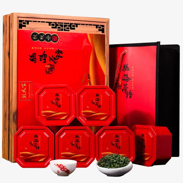 茶红盒礼包免抠