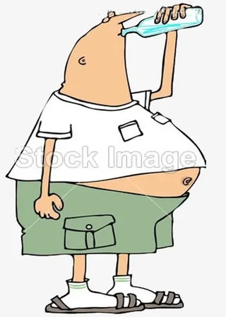 卡通喝水人物免抠