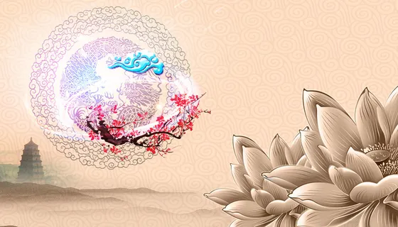 中国风春节水墨莲花背景素材高清