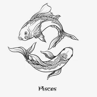 双鱼座的线性手绘免抠手绘/卡通卡通元素