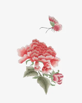 刺绣的牡丹免抠