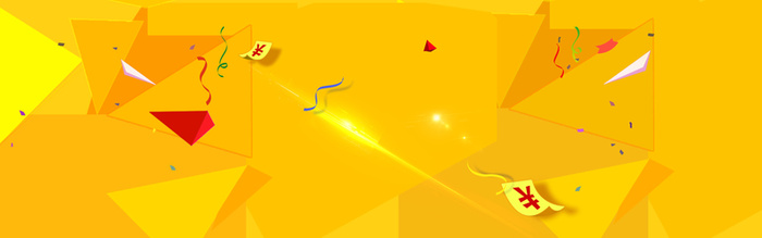 几何晶体拼接色块金币丝带飞溅banner高清