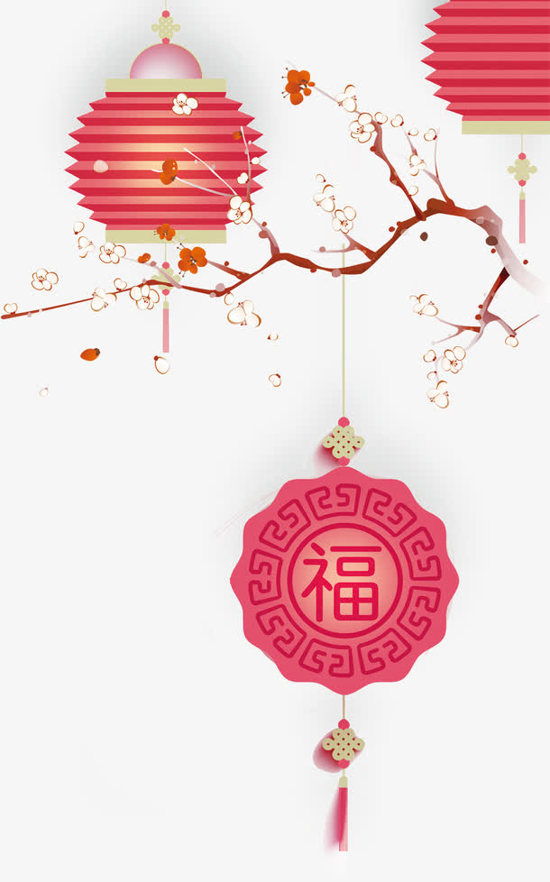 梅花和灯笼免抠