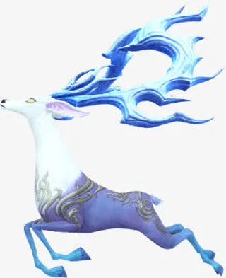 蓝色手绘梅花鹿游戏免抠