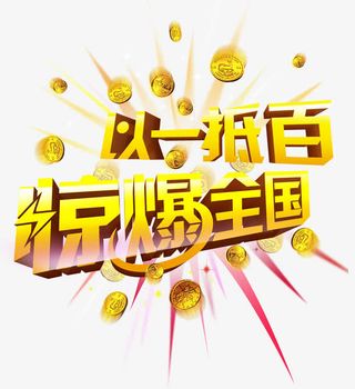 黄色3D惊爆全国艺术字免抠