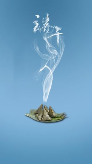 端午节吃粽子蓝色背景H5背景素材高清