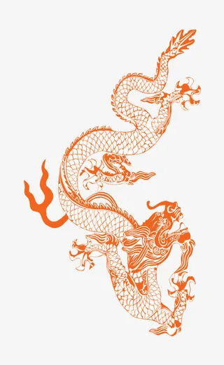 单色描边龙元素免抠