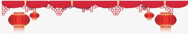 中国风红绸红灯笼免抠
