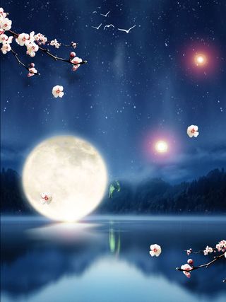 中秋佳节深蓝色欢度中秋海报高清