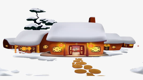 免抠冬天雪地里的房子免抠