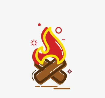 篝火彩色暑假夏令营元素免抠