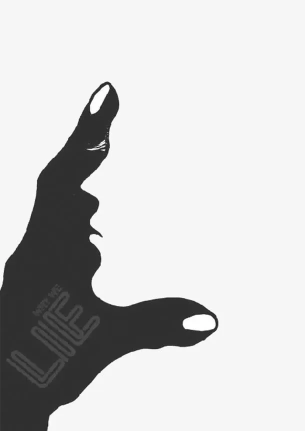 黑白手指人脸创意书刊封面免抠