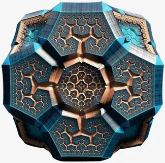 蓝色金属魔方魔法盒子免抠