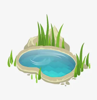 卡通池塘水潭免抠