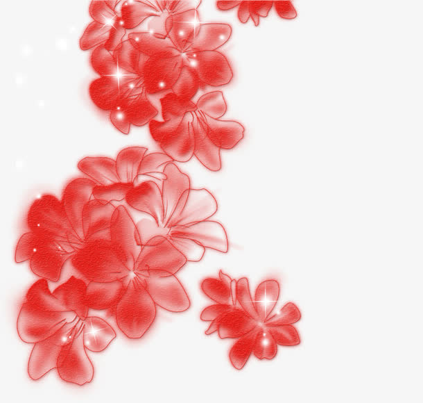 红色手绘花朵免抠