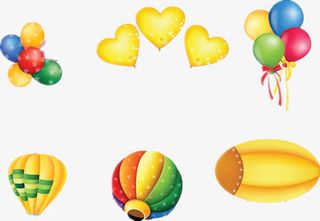 彩色气球和降落伞免抠
