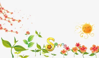 矢量春天小草太阳梅花免抠