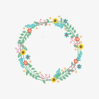 彩色情人节水彩花环花束免抠