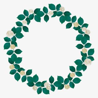 青色绿叶花环png免抠