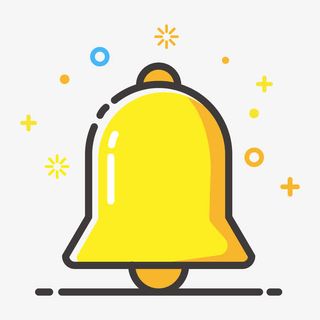 黄色手绘线稿通知元素免抠