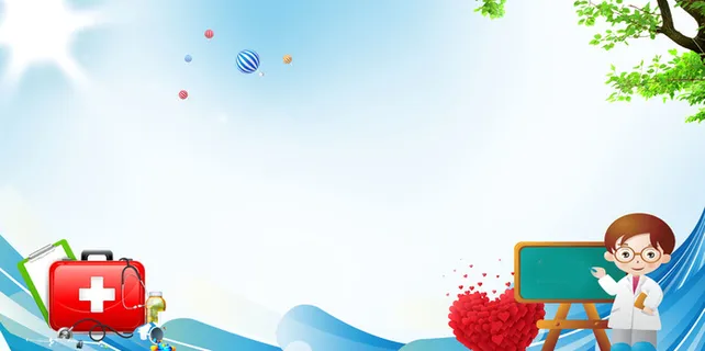 手绘卡通健康体检宣传广告海报背景素材高清