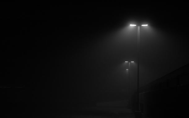 黑色夜晚灯光街道免抠