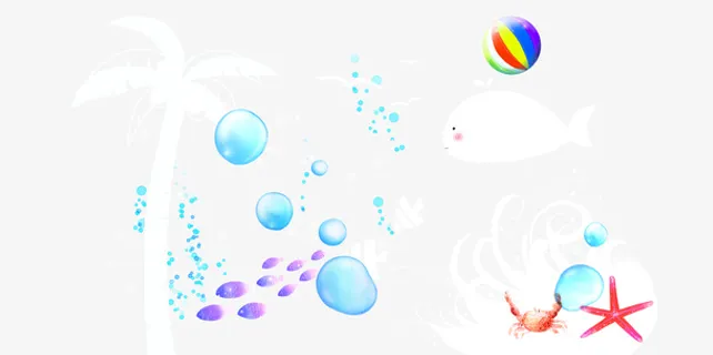 卡通海边游玩免抠背景卡通/手绘元素 卡通海边游玩免抠背景卡通/手绘元素
