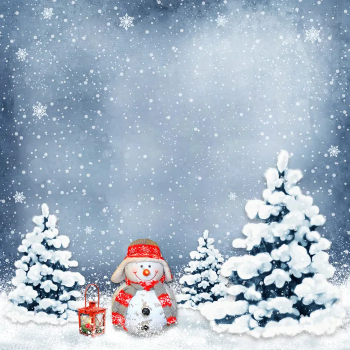 圣诞节复古质感实物雪人圣诞树浪漫高清背景高清