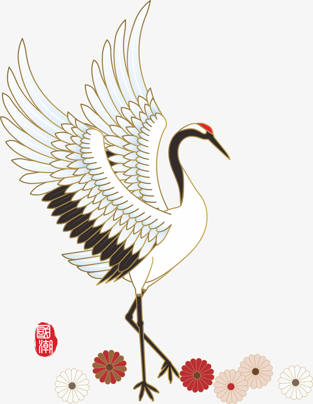 国潮仙鹤古风元素2免抠