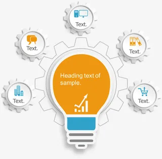 个性齿轮灯泡并列关系图免抠