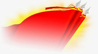 黄色光效红旗立绘彩绘免抠