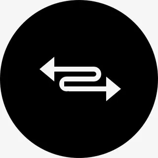 弯箭头指向两边的黑色圆形按钮图标免抠