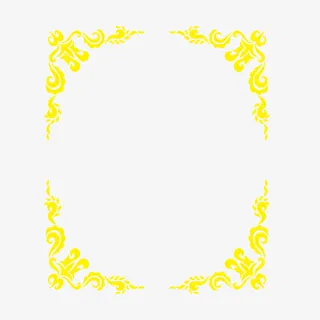 矢量黄色四角印花边框方框免抠